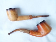 Meerschaum, two smooth bowled pipes, one a "Genuine Block Meerschaum"
