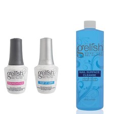 Gelish Dynamic Duo Base and Top It Off Sealer + Nail Surface Cleanse 3pcs