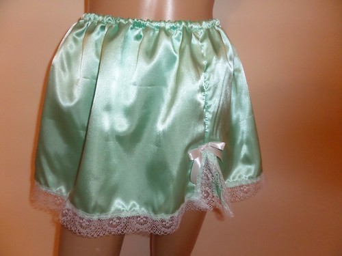 Mint green satin white - mint,