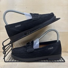 Russell & Bromley Moccasin Loafers Women's Size 3.5 Black Suede Silver Buckle