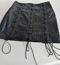 ANN SUMMERS Leather Look PU Lace Up Sexy Mini Skirt Sz-8