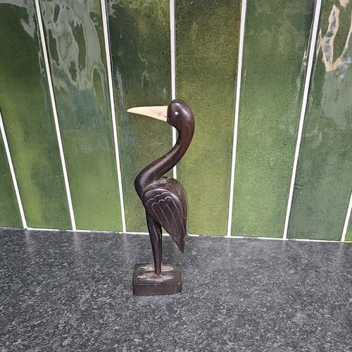 Vintage wood carved long neck - wood,