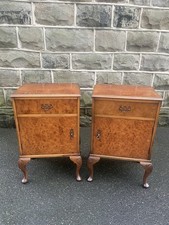 Pair Antique Burr Walnut