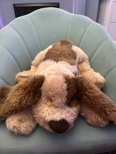 Keel Toys Puppy Dog Patch Beige Brown Soft Toy Plush Fluffy Floppy Bow 28”