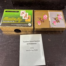 Collectible Vintage Boxes Set Of Piatnik Butterfly Patience Playing Cards
