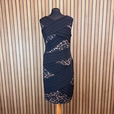 Adrianna Papell Dress Black Bandage Lace UK 10 Jersey Knee Length Stretch