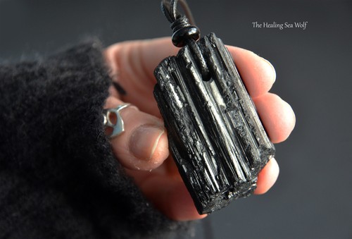 Etched black tourmaline - black, &
