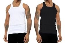 Mens Ribbed Vest Tops (Pack 1-6) 100% Cotton Athletic Fit Inner Vests Underwear