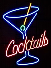 Cocktails neon print - cocktails, retro