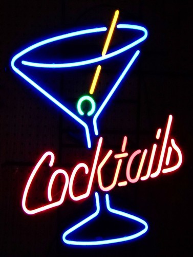 Cocktails neon print retro - print,,