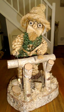 Handmade Statuette, Figure FARMER, wood, string