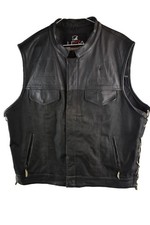 LESA Black Leather Gilet size 3XL Mens Full Zip Biker Vest Casual Outdoors