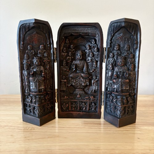 Folding buddhist triptych - buddhist,