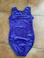 THE ZONE Girls Sleeveless Gym Leotard Crushed Velour Purple UK 30 140-152cm 