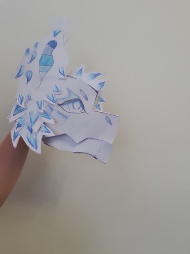 Paper puppet dragon blue - dragon, in