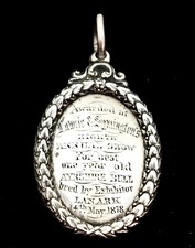 Silver Agricultural Fob Medal Trophy. Best Ayrshire Bull, Lanark, Scotland 1878.