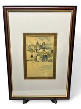 5 Vintage F. Robson Signed Prints English Architecture Scenes Framed