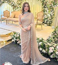 Embroidered Saree Semi Pure