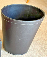 OSCO Brown Faux Leather Waste Bin | round | Height - 29 Cm | Diameter - 26 cm