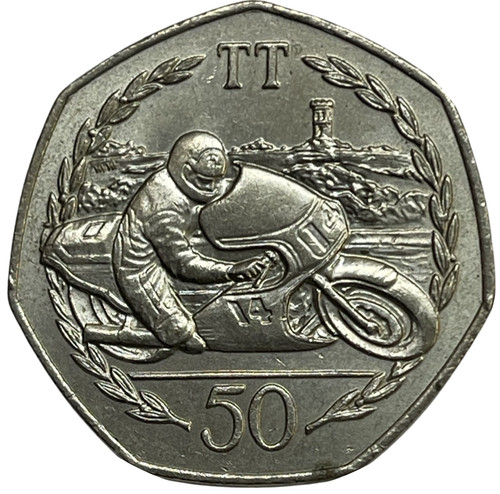 Isle man 50p fifty - man, pence