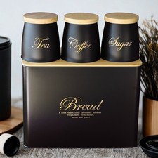 Black Set of 4 Bread Bin