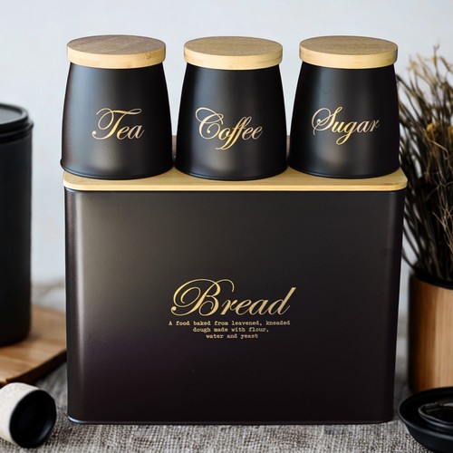 Black set bread bin - of,