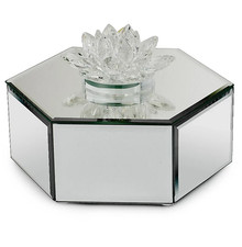 JM by Julien Macdonald - Crystal Lotus Flower Mirror Trinket Box - Clear - New