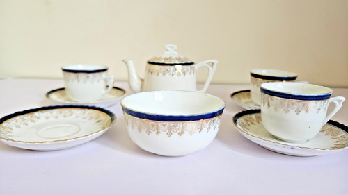 Royal blue and gold trim