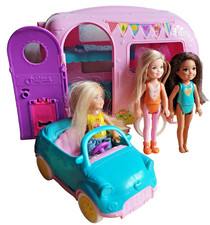 BARBIE  CHELSEA CAMPER AND CAR PLAY SET AND DOLLS