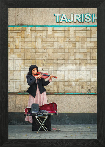 Persian girl playing - violin, at