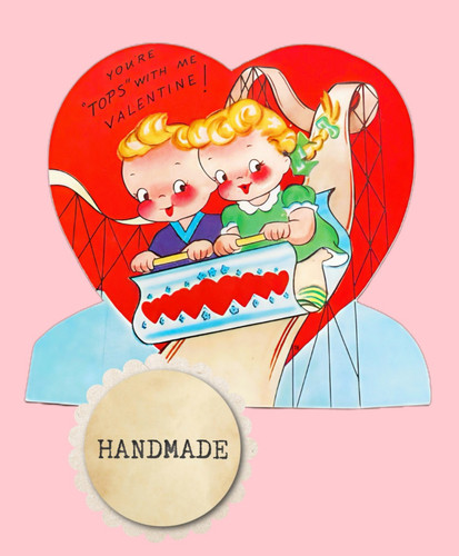 Vintage style valentine card - vintage,