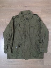 Vintage 50s-70s Danish Army Denmark Cotton Combat Jacket Size Large Khaki Green