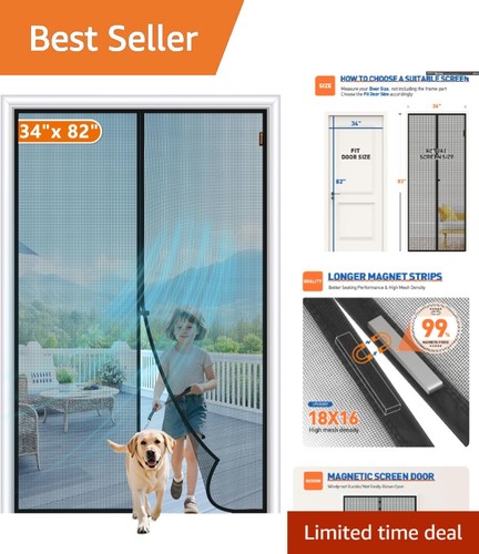 Black magnetic screen door - black,