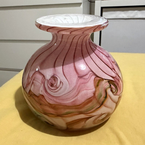 Art glass round vase - art,