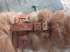 Beautiful Heavy Duty Embossed Leather Dog Harness