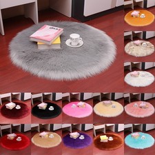 NEW Soft Rugs Faux Fur Bedroom Mat Non Slip Fluffy Round Carpet Sheepskin Rug uk