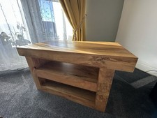 Solid Mango Wood Large TV Stand with 2 Open Shelves. Very Good Condition Collect