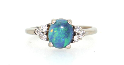 14k white gold natural - white, opal