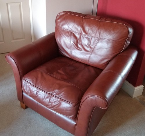 Red leather armchair - leather,