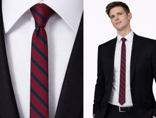 Burgundy men skinny tie - burgundy, men's