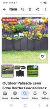 2x Outdoor Palisade Lawn Edge Border Garden Black Plastic Edging Fencing Grass