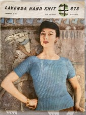 Vintage Lavenda No.675 1950s Knitting Pattern  Lace Jumper 34-42”  Square Neck