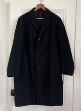 DAKS Black Long New Wool Coat / Trench Coat / Overcoat - L