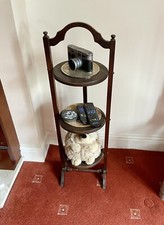 Vintage Antique Wooden 3 Tier Cake Stand/Plant Stand Folds Flat 34” Tall VGC