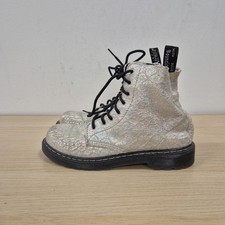 Dr Martens 1460 Silver Iridescent Croc Soft Leather Zip Boots Size Uk 5 Womens