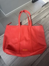 Kenzo Coral Red very soft vegan leather spacious Tote Bag / Handbag 