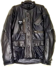 BARBOUR TRIUMPH MOTORCYCLES LEATHER BIKER JACKET - L - SUPERB QUALITY COST £395