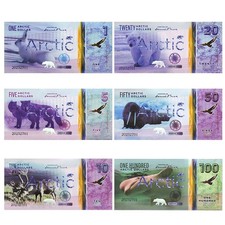 Arctic Animals Banknote Set 6 Piece - Collectible Animal Series Banknote Collectors