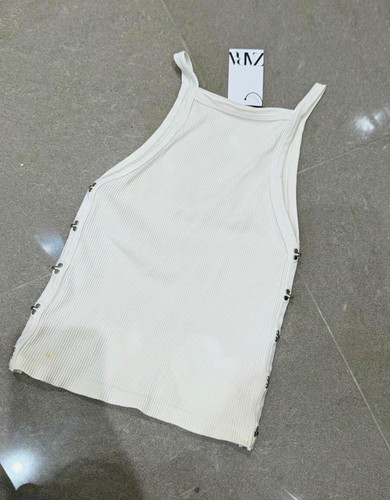 Zara white ribbed knit - knit, scoop