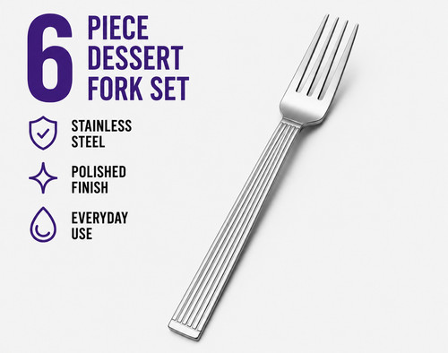 6pc stainless steel dessert - steel,